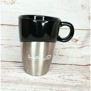 Rare Halo Branded Solutions Leed ASI 66887 Black Mug With Silver Bottom Unused
